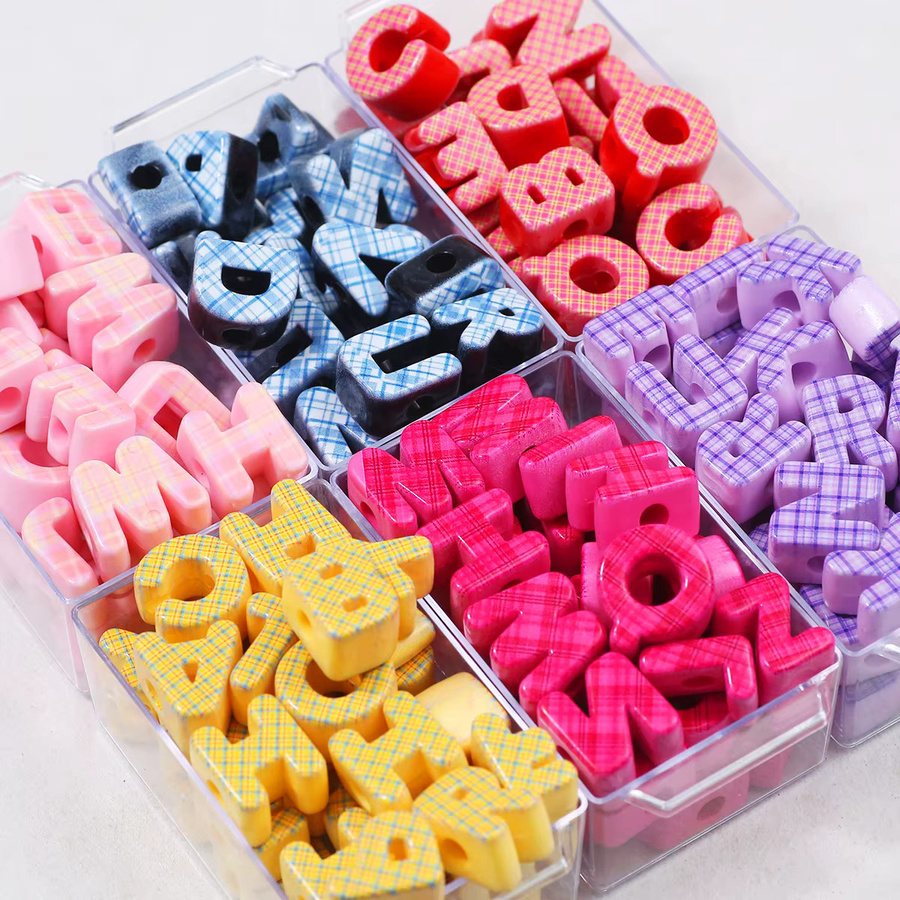 BTFBES Perlen Acryl, Buchstaben, Gemischte Farben, 6mm - Bild 3