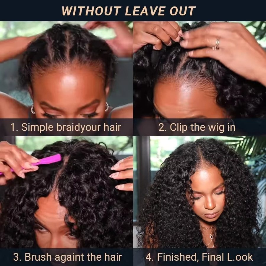 Sooolavely Echthaarperücke Kinky Curly Deep Wave, Damen - Bild 5