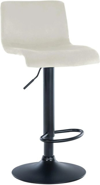 DELUKE Barhocker PESAN Barstuhl aus Samt in Creme und Schwarz, höhenverstellbar und drehbar mit Lehne, B/T/H: 39 x 36 x 83 cm - Bild 1