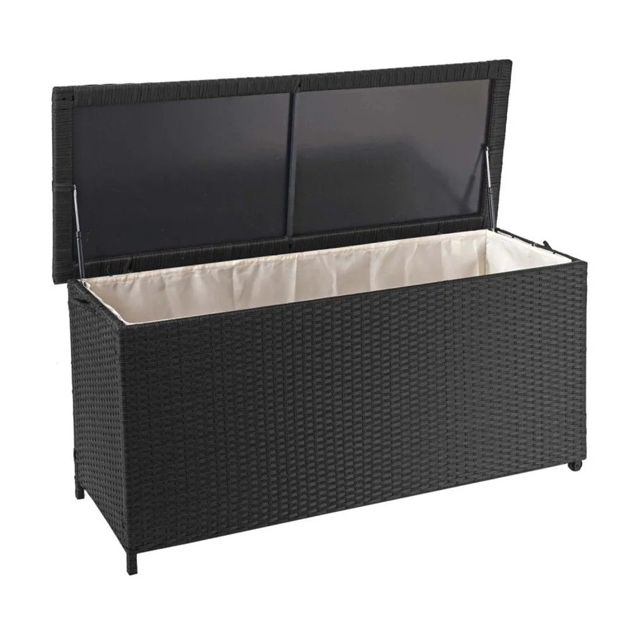 MCW Poly-Rattan Kissenbox D88 in Schwarz, Gartentruhe mit Rollen, H: 63 cm, B: 135 cm, T: 52 cm - Bild 2