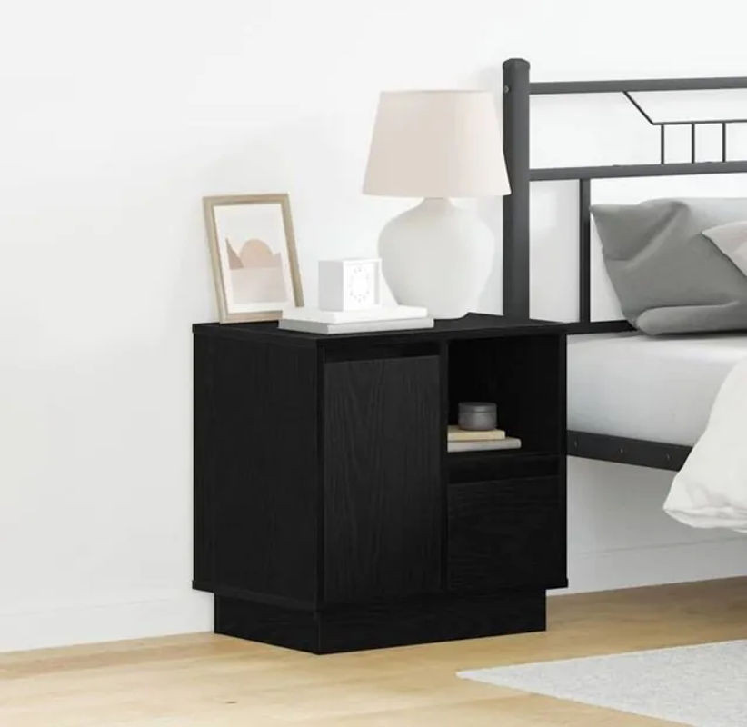Vidaxl Set aus 2 Nachttischen in Schwarz, modern und minimalistisch aus Holzwerkstoff, B/T/H: 50 x 34,5 x 50 cm - Bild 1