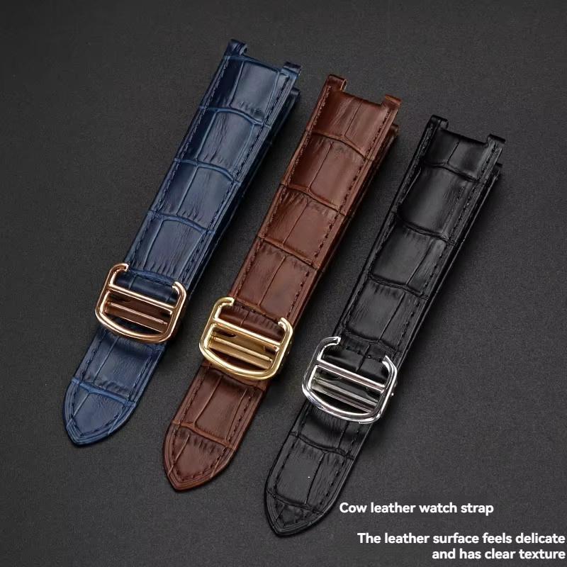Uhrenarmband Rindsleder, Schwarz, Cartier Pasha-Serie, 21 x 15 mm, 20 x 12 mm, 18 x 10 mm - Bild 1