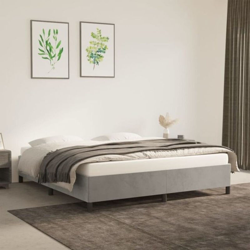 Vidaxl Polsterbett aus Samt in Grau, Modernes Bettgestell ohne Matratze, B/T/H: 160 x 200 x 163 cm - Bild 1