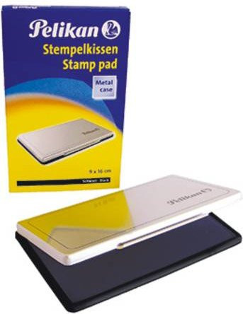 Pelikan Stempelkissen Nr. 1 in Schwarz mit Metallicgehäuse, Breite: 16 cm, Höhe: 9 cm - Bild 1