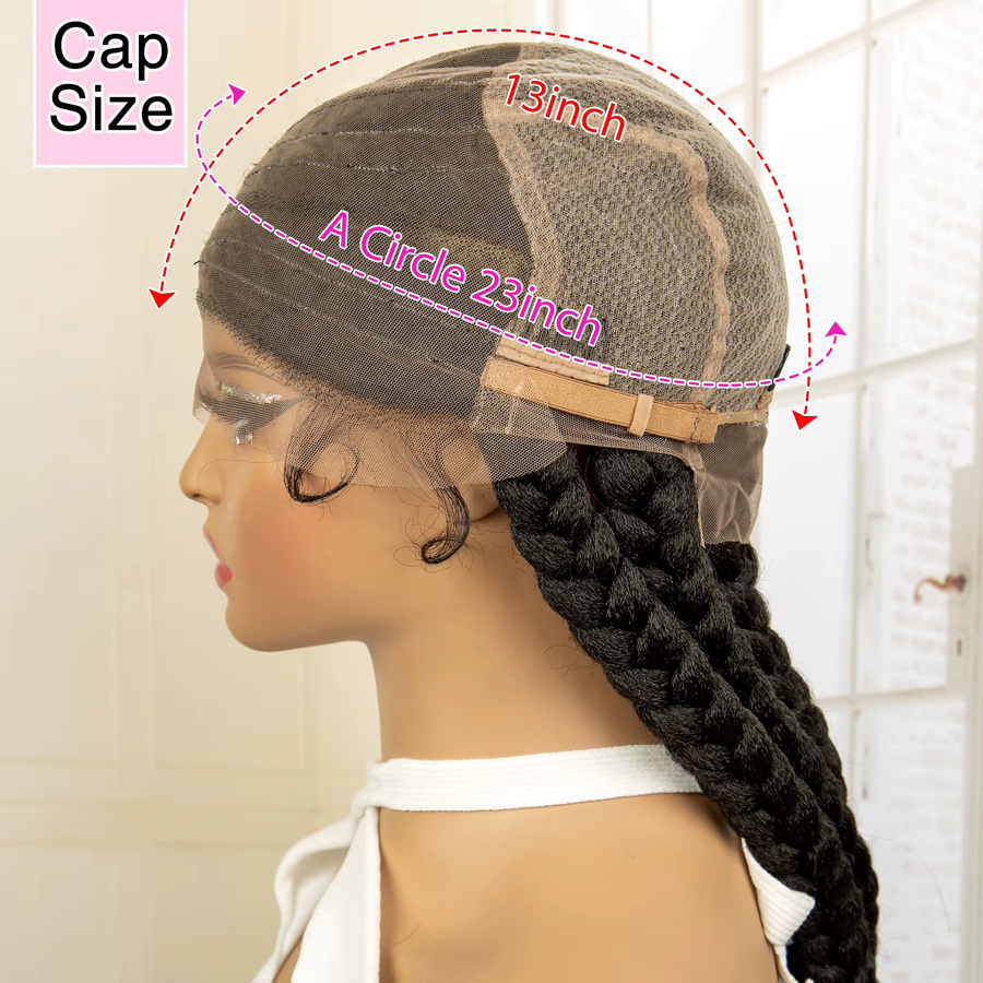 Ultimate Synthetische Vollspitze-Perücke, Geflochtene Box Braids, 36 Zoll, Damen - Bild 5