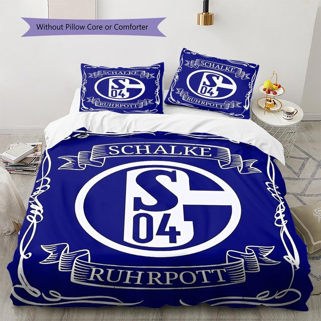 FC Schalke 04 Muster Bettwäsche Set in Blau mit 1 Bettbezug und 2 Kissenbezügen, B/H: 155 x 200 cm - Bild 1