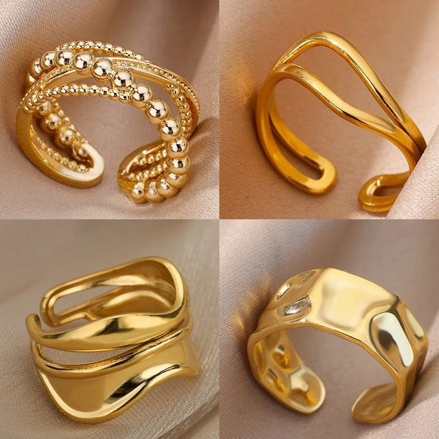 ICFTZWE Ringe Edelstahl, Gold Farbe, Damen - Bild 1