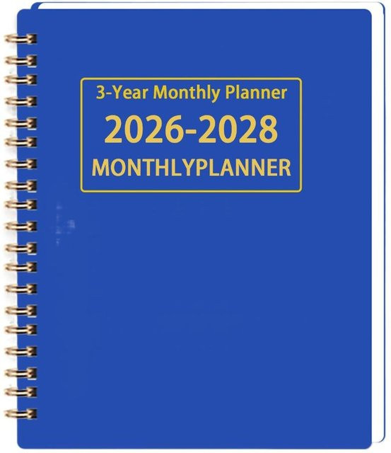 Laijing Monatsplaner 2026-2028 Agenda Kalender A4 Blau mit Spiralbindung und Softcover - Bild 1
