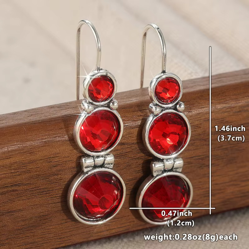 YoYo Ohrhänger, rote synthetische Zirkonia-Rubin, Silberfarbe, Damen - Bild 3