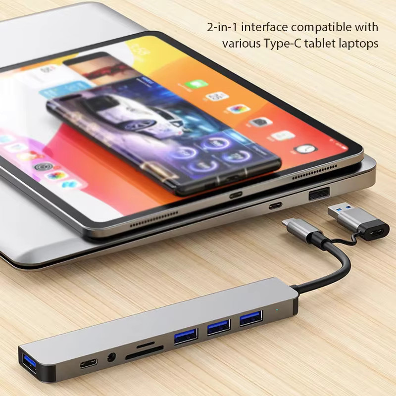 Xiaomi 8-in-1 USB C Expander Hub Multiport Adapter in Grau mit USB 3.0 und 4K DisplayPort für Telefon und Tablet - Bild 4