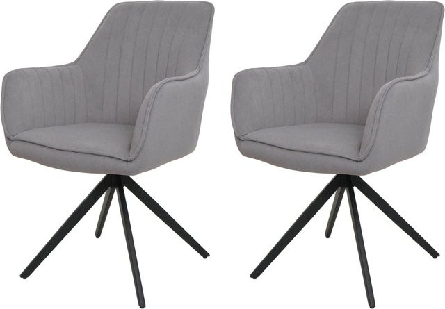 CHEFGASTRO Esszimmerstuhl 2er-Set drehbar mit Auto-Return Funktion in Hellgrau, Stoff/Textil, H x B x T: 87 x 58 x 55 cm, Sitzhöhe: 46 cm - Bild 1