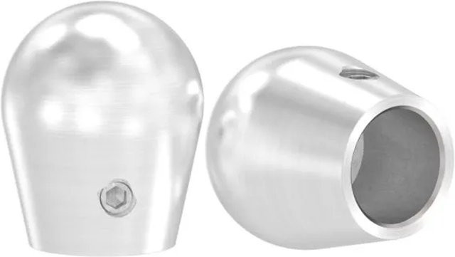 FeNau Endkappe Edelstahl V2A Halbrund mit Madenschraube, Farbe: Silber, Durchmesser: 14 mm - Bild 1