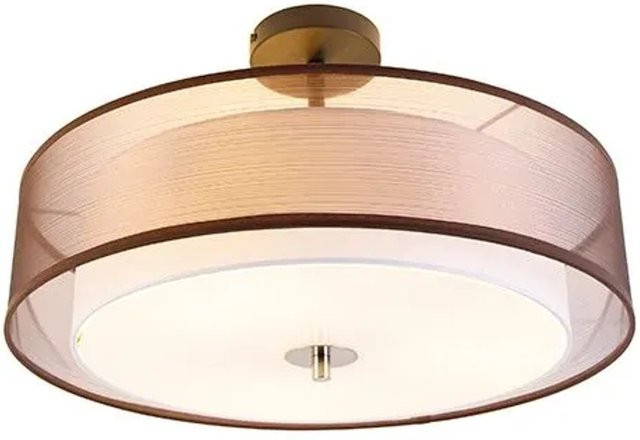 QAZQA Moderne Deckenleuchte Drum Duo in Braun und Weiß, dimmbar, Durchmesser: 50 cm - Bild 1