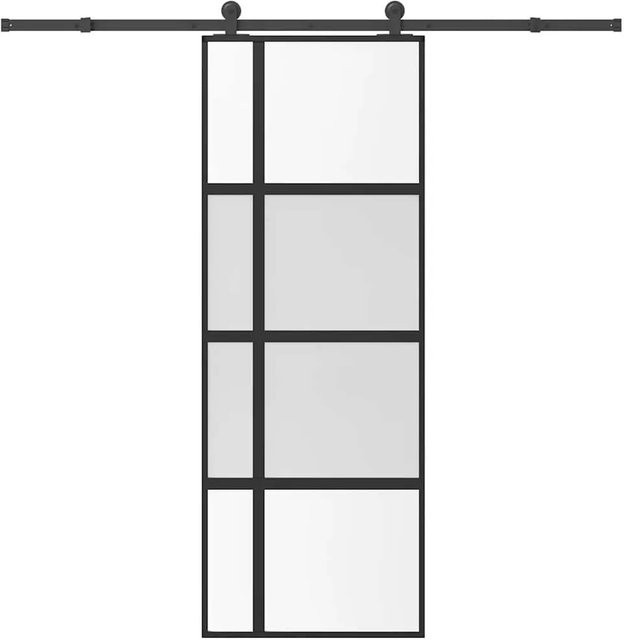 vidaXL Schiebetür aus Hartglas und Aluminium in Schwarz und Transparent, B/H: 76 x 205 cm - Bild 1