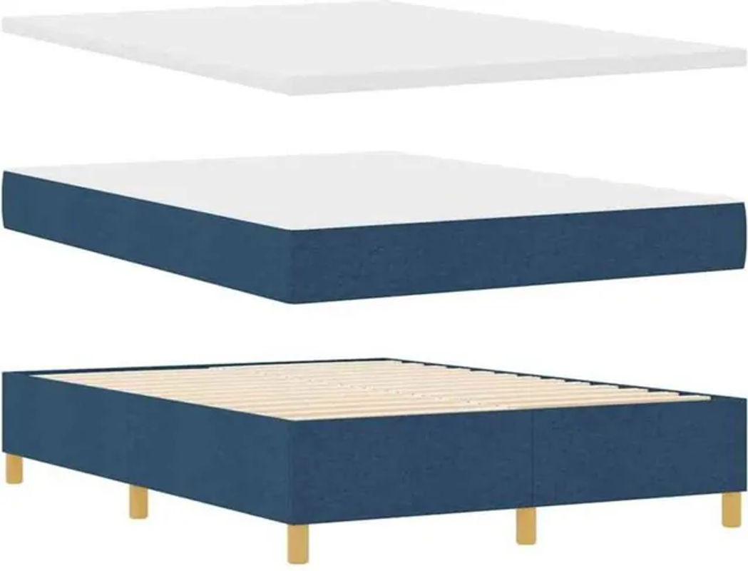 Modernes Boxspringbett mit Matratze und Kopfteil von vidaXL in Blau, B/T/H: 140 x 200 x 128 cm, aus Stoff und Holzwerkstoff - Bild 1