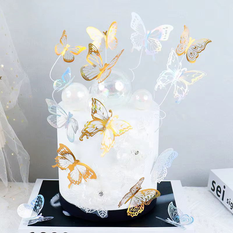 Schmetterling Kuchen Topper aus PVC zur Tortendekoration für Geburtstage, Hochzeiten und Jubiläen - Bild 1