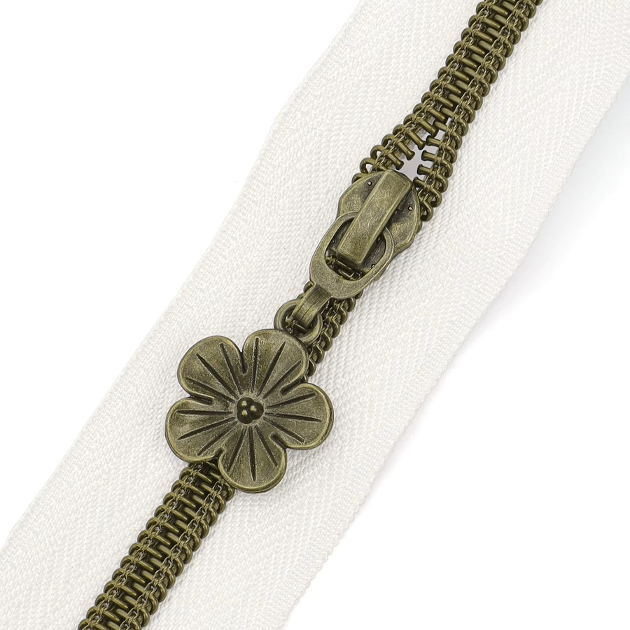 Changsons Reißverschluss-Set mit 450 cm Nylon-Reißverschluss und 10 Reißverschlussköpfen in Bronze und Weiß - Bild 3