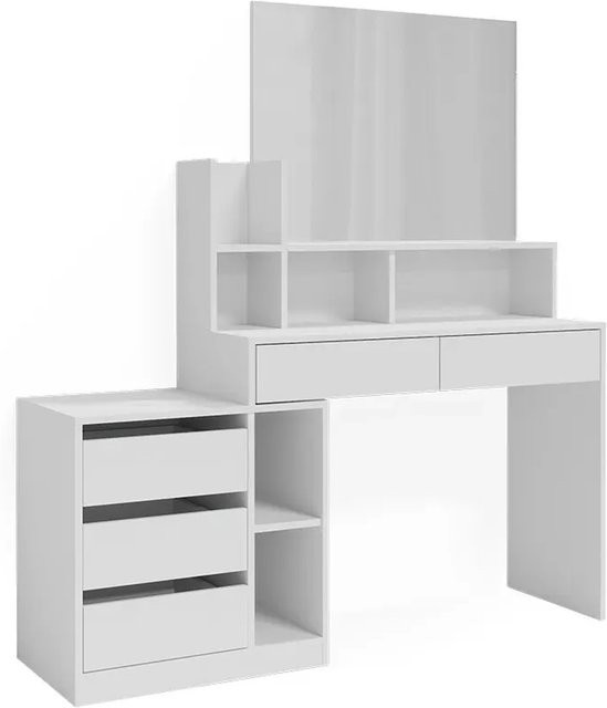 Vicco Schminktisch Anja Weiß mit Spiegel modern B: 139,8 cm, H: 115,0 cm - Bild 2