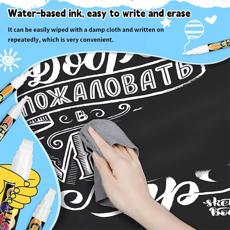 Weiße flüssige Kreide als wasserlöslicher Tafelstift für Whiteboards und Graffiti, staubfrei und leicht löschbar - Bild 4