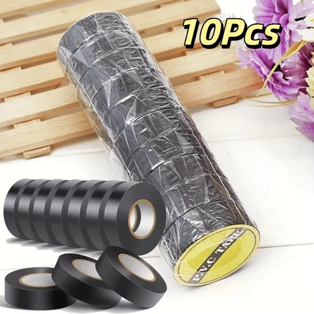 10 Rollen hochtemperaturbeständiges schwarzes Allzweck-Klebeband für Innen- und Außenverpackungen aus Kunststoff - Bild 1