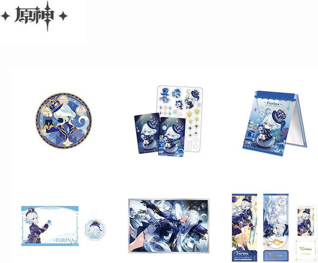 Sunsyea Genshin Impact Furina Series Colord Board Cards Brosche Cards Mirror 2-teiliges Set - Bild 1