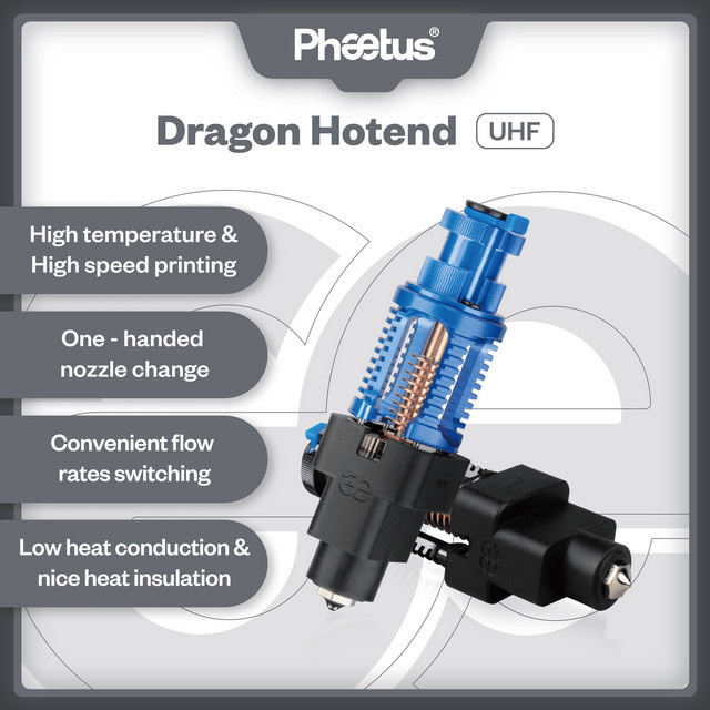 Phaetus Dragon UHF Hotend in Schwarz für Prusa Mini Mk2 Mk3 Extrusionskopf und Voron VZbot 3D-Drucker Zubehör - Bild 1