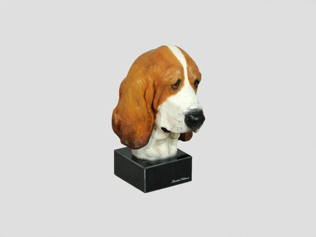 Basset Hound Statue aus Kunstharz in Braun von Art-Dog im Art Déco Stil - Bild 1