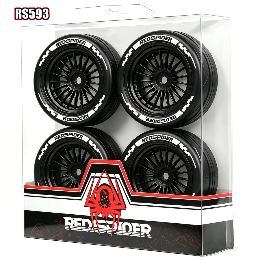 RS Red Spider, RC On-Road-Reifen und Kunststoff-Rallye-Räder, 4-teiliges Set - Bild 3