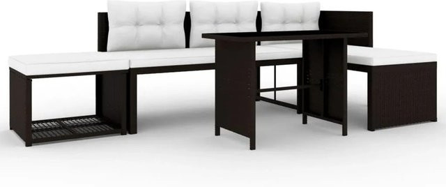 vidaXL 4-tlg Garten-Lounge-Set Modell 3 aus Poly Rattan in Braun mit Glasplatte und Stahlrahmen - Bild 1