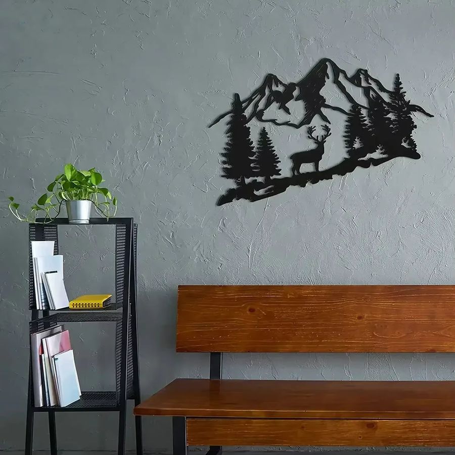 DDPNKL Wanddeko Hirsch aus Metall in Schwarz für Wohnzimmer und Schlafzimmer - Bild 6