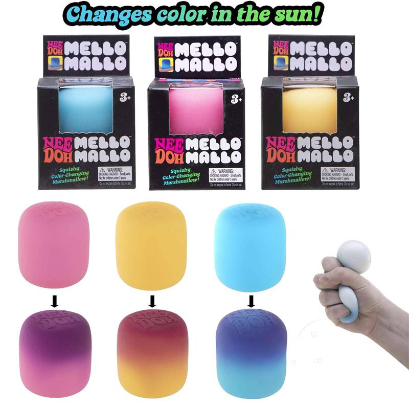 Needoh Mello Mallo, Fidget Spielzeug, UV-reaktives Marshmallow-förmiges weiches Langsam Rückfederndes Stressabbau Spielzeug - Bild 3
