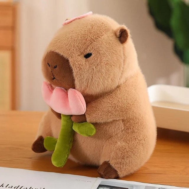 Binchi Fitness Capybara Plüschtier, weiß, 30cm - Bild 1