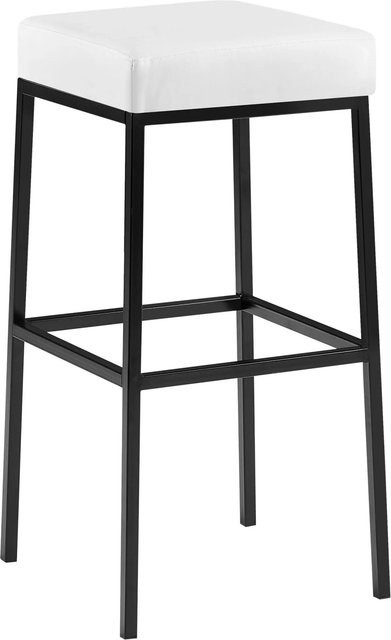 DELUKE Barhocker BIDAN Barstuhl aus Kunstleder in Weiß, B/T/H: 37 x 37 x 78 cm - Bild 1