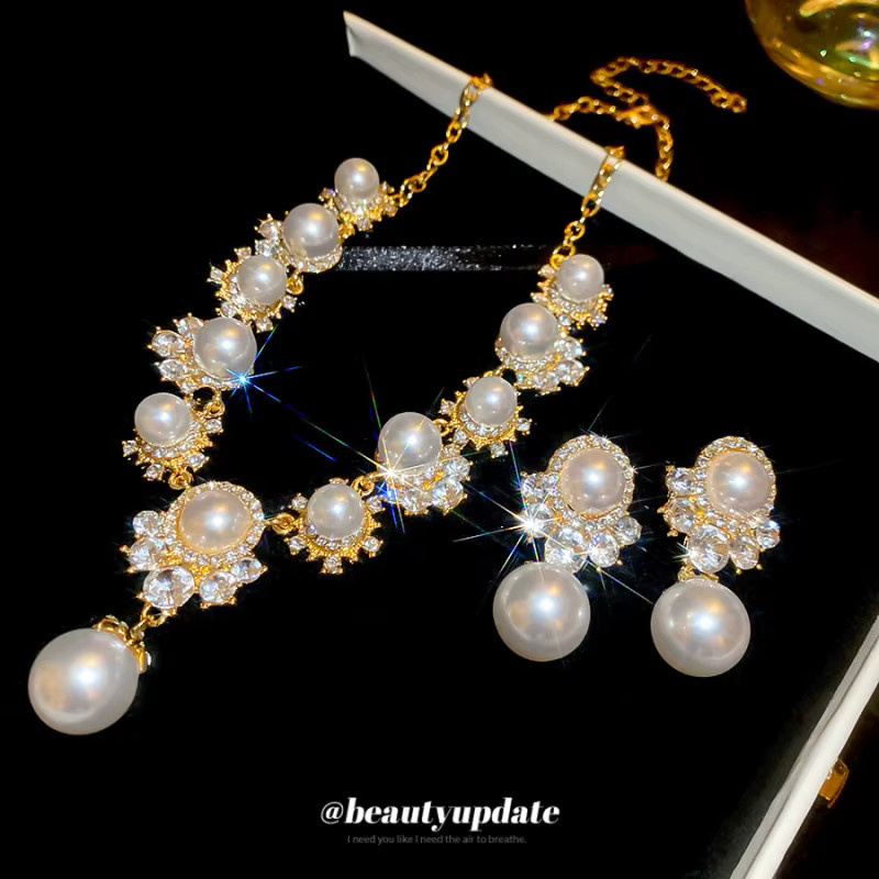 UOSU Schmuck-Set, Perle, Diamant, Gold, Damen - Bild 2