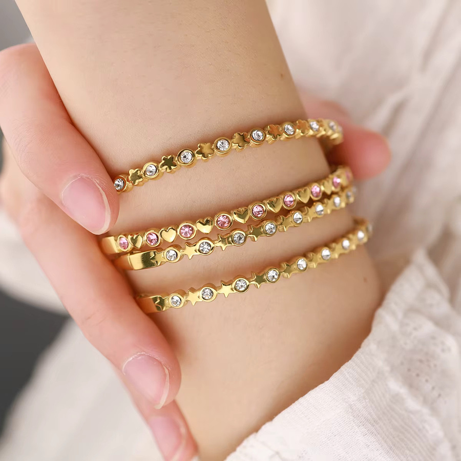 Wild & Free Armreif Edelstahl, Kristall, Gold, Damen - Bild 1