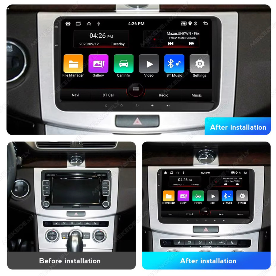 MEKEDE Android 15 Autoradio mit 9 Zoll IPS-Bildschirm für Volkswagen Passat B6 B7 Golf 5 6 Polo Jetta und Skoda, Multimedia-Player mit Bluetooth und Carplay in Schwarz - Bild 2