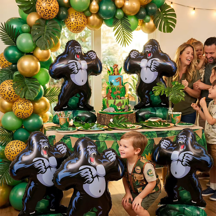 EsenTroye Gorilla-Folienballons, 4/10 Stück, Dschungel-Safari Tierthemen-Partydekoration - Bild 5