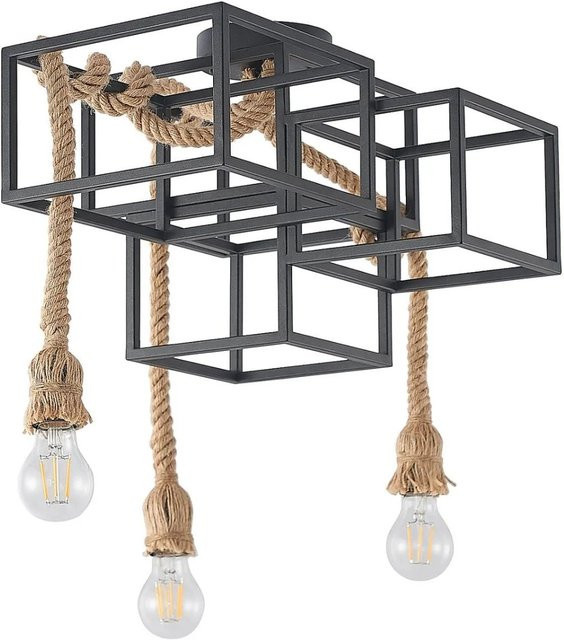 Lucande Deckenlampe Andrik Modern Schwarz aus Metall, 3-flammig, E27, B/T/H: 39,0 x 39,0 x 26,5 cm - Bild 1