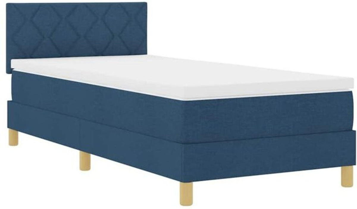 vidaXL Boxspringbett mit Matratze in Blau aus Stoff und Holzwerkstoff, B/T: 90 x 190 cm - Bild 1