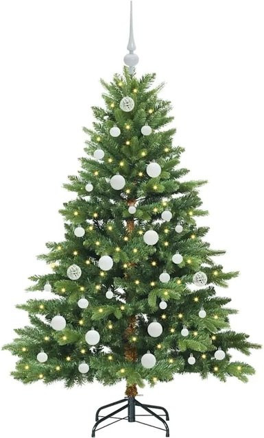 vidaXL Künstlicher Weihnachtsbaum in Grün mit 150 warmweißen LEDs, Höhe: 150 cm, aus PE und PVC - Bild 1