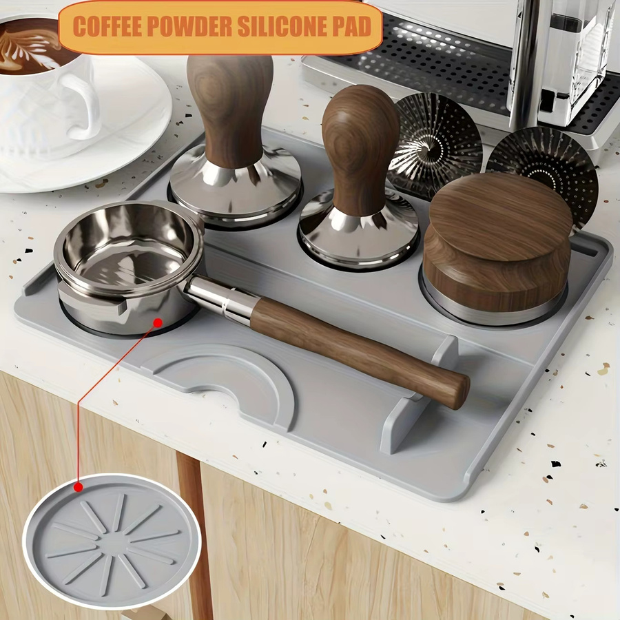 Espresso Tamper Station Matte aus Silikon, rutschfeste Kaffee-Unterlage für Home Cafe und Bar, rechteckig, Grau oder Schwarz - Bild 3