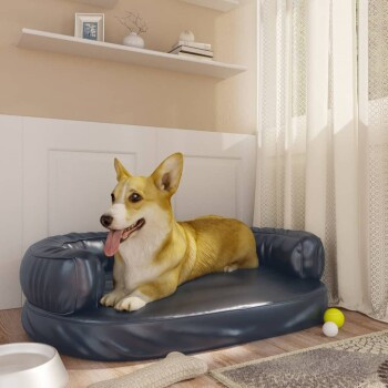 vidaXL Hundebett Sofa aus Kunstleder in Blau mit rutschfester Unterseite, B: 75 cm, T: 53 cm, H: 23 cm - Bild 2