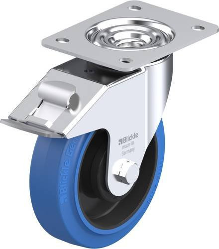 Blickle Lenkrolle LE-POEV 160KA-FI-SB mit Feststeller, Rad-Durchmesser: 16 cm, Tragfähigkeit: 300 kg, blau/schwarz - Bild 1