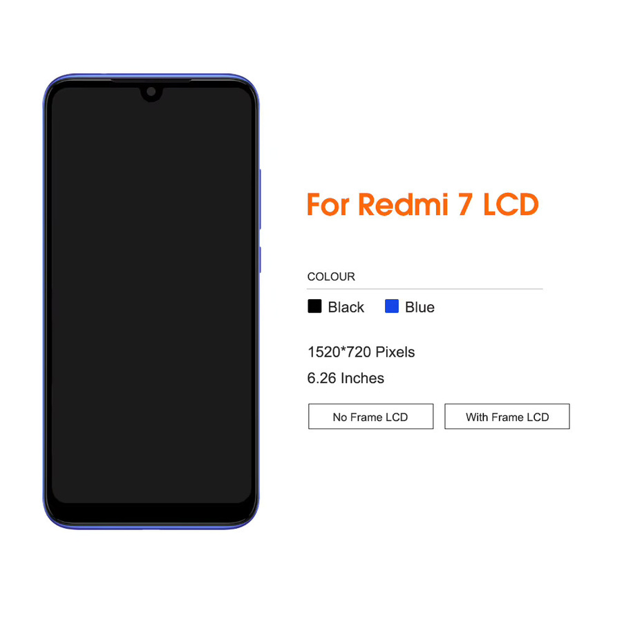Xiaomi Redmi 7 LCD-Display Touchscreen Digitalisierer mit Rahmen in Schwarz, 6.26 Zoll - Bild 2