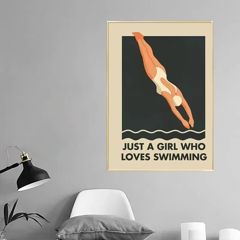 Minimalistisches Taucher Poster von Potdemiel als ästhetische Leinwandmalerei in Mehrfarbig für deine Wanddekoration - Bild 3