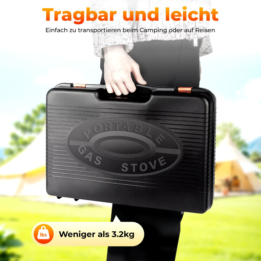 Bymaocar Tragbarer Camping-Gaskocher für Butan, Tischgrill in Schwarz - Bild 4