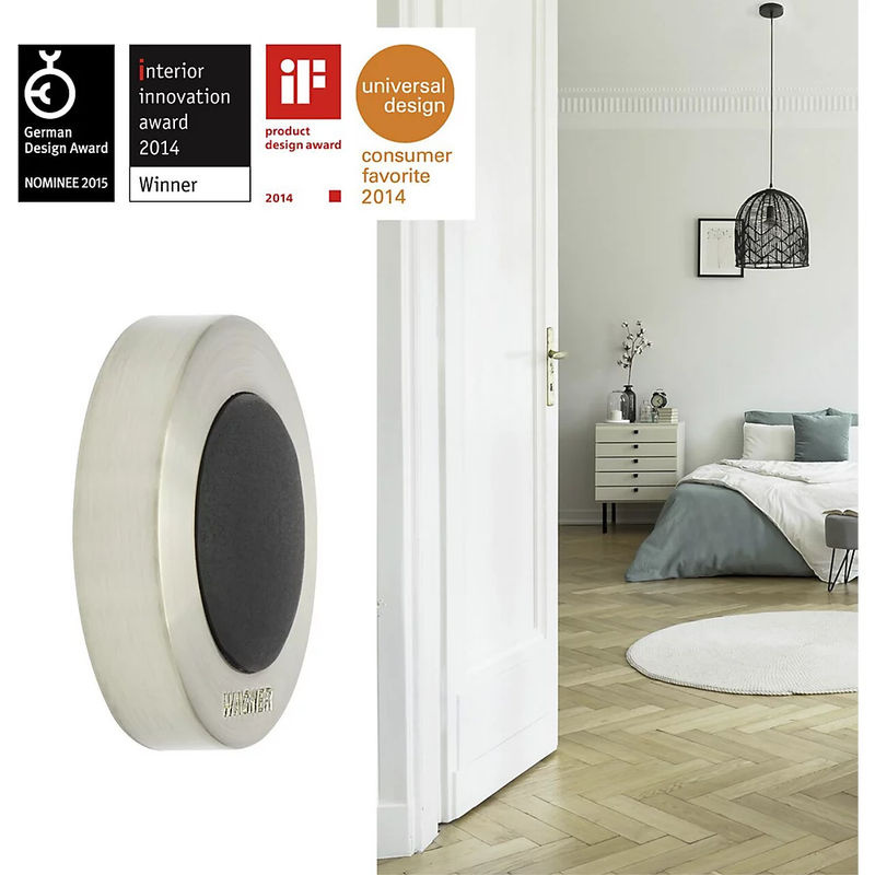Wagner System Türstopper SOG 5140 Wandtürstopper aus Zinkdruckguss in Edelstahl-Optik, Farbe: edelstahlsilber/schwarz - Bild 3