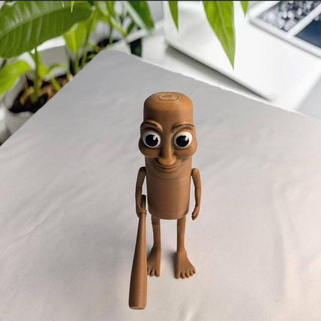 Yiran bag Tung Tung Sahur Figur, Hai 3D-gedruckte Puppe, Braun - Bild 1