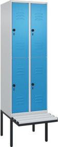 C+P Doppelstock-Spind Classic PLUS Sitzbank mit 2 Abteilen und Sicherheits-Drehriegel, Kunststoff-Sitzfläche, B/T/H: 212 x 60 x 81,5 cm - Bild 1