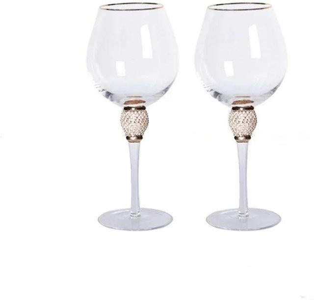 Chic Home Kristallweinglas mit Goldrand und Diamant-Design, transparent, 180-600 ml - Bild 1